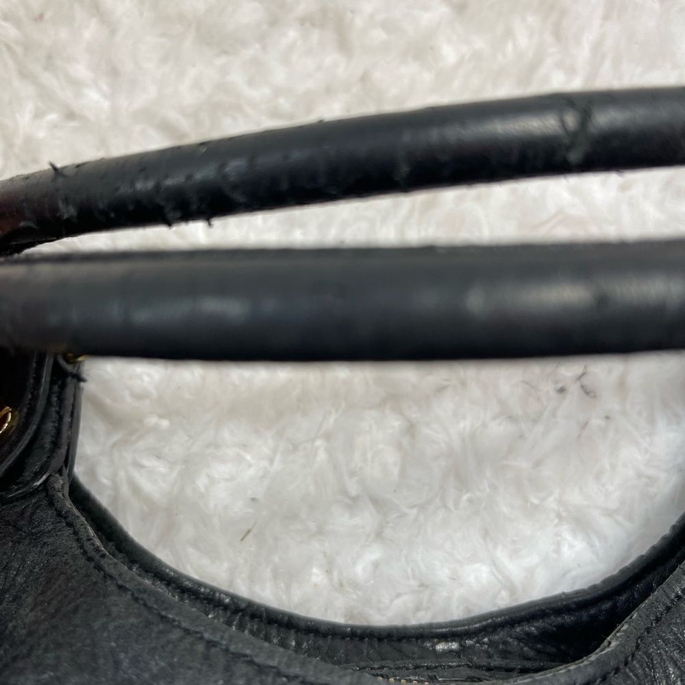 Michael Kors Black Pebble Leather Satchel with gold tone hardwares and accents. - Picture 15 of 16